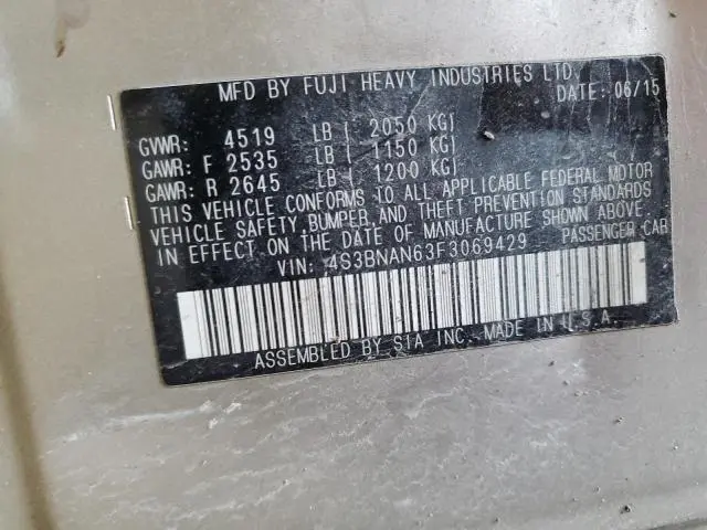 2015 SUBARU LEGACY 2.5I LIMITED  