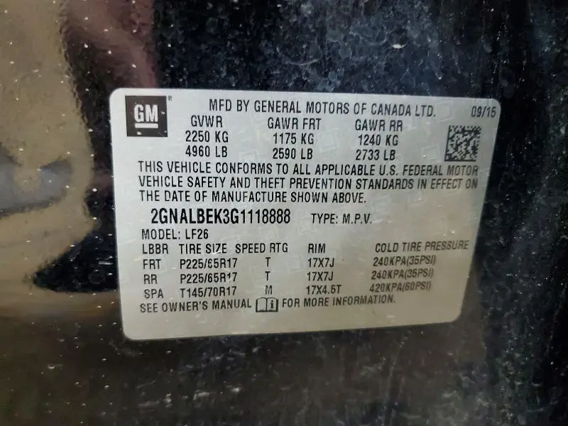 2016 CHEVROLET EQUINOX LS  