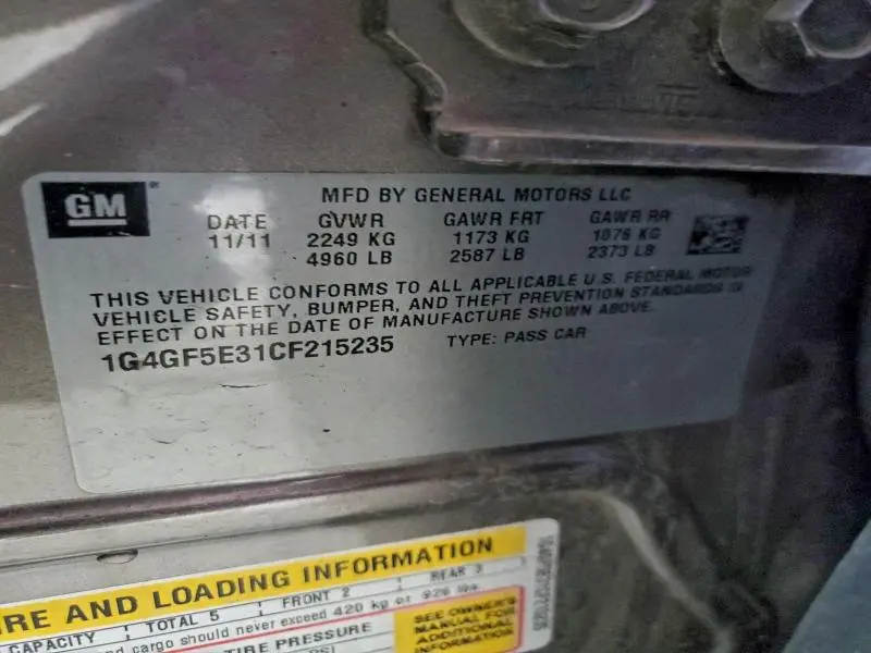 2012 BUICK LACROSSE PREMIUM  