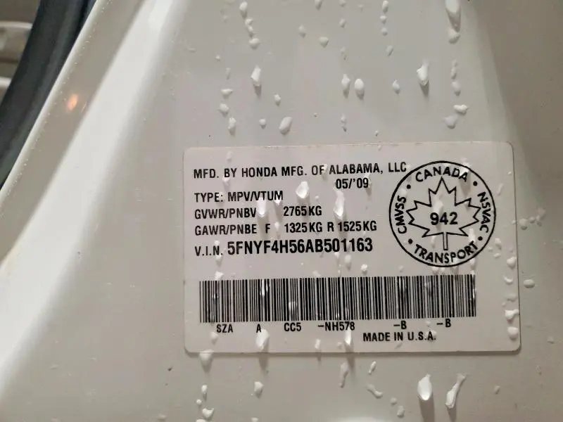 2010 HONDA PILOT EXL  