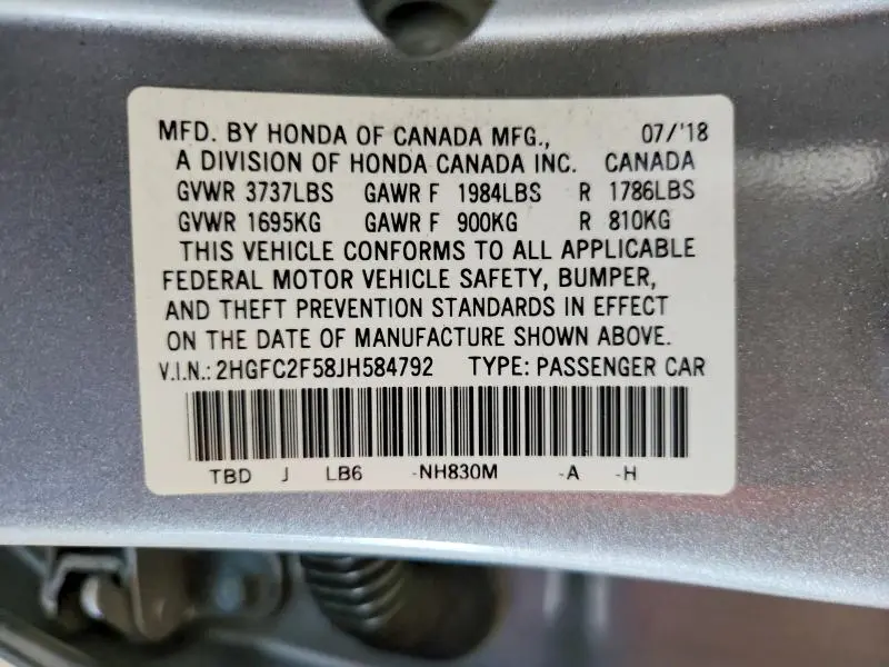 2018 HONDA CIVIC LX  