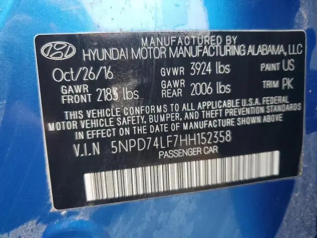 2017 HYUNDAI ELANTRA SE  