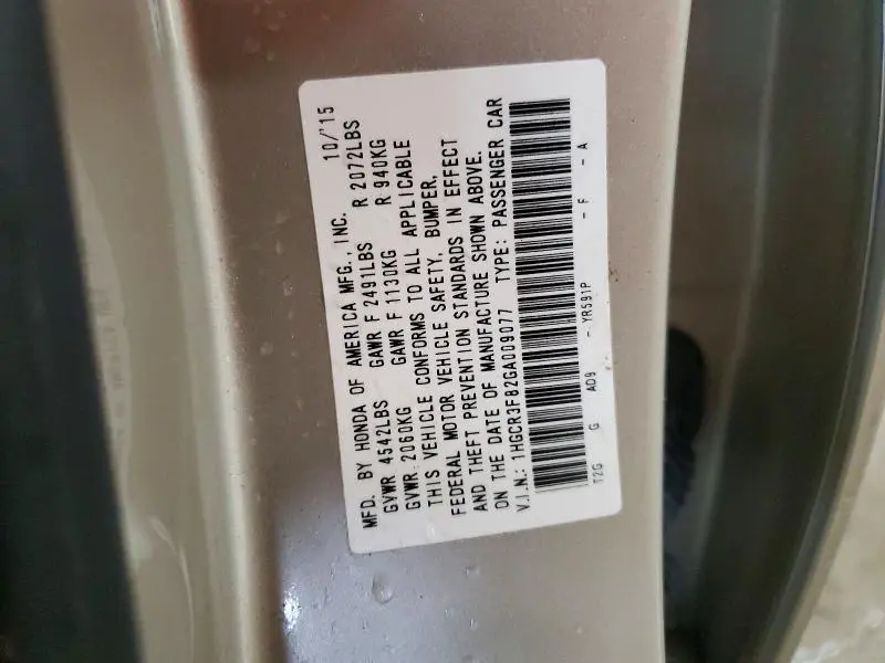 2016 HONDA ACCORD EXL  