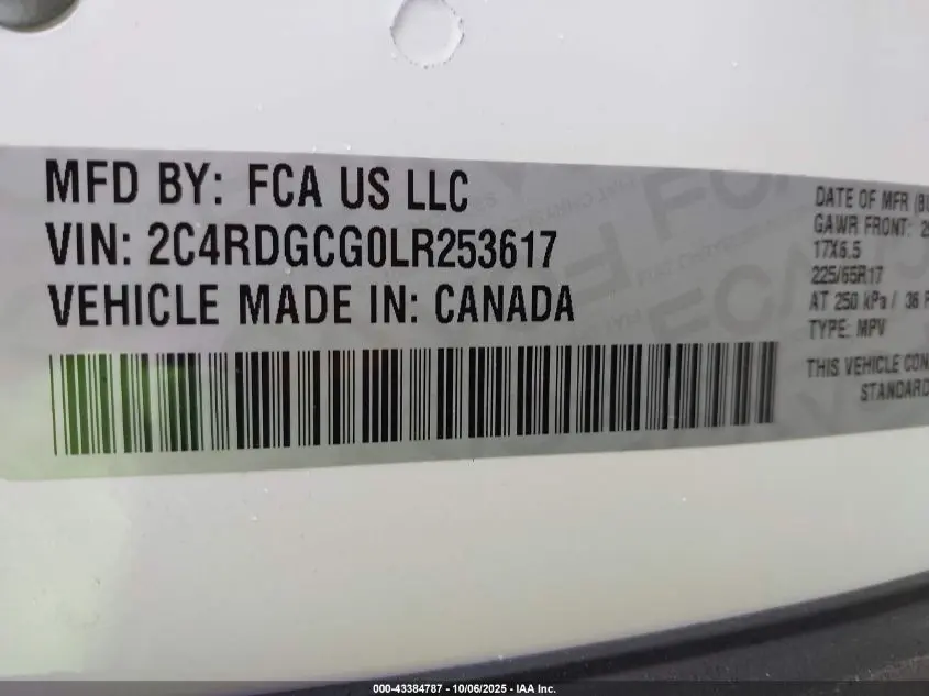 2020 DODGE GRAND CARAVAN SXT