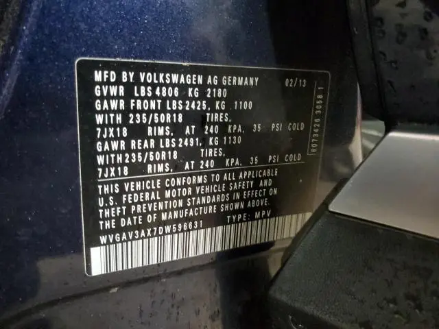 2013 VOLKSWAGEN TIGUAN S  