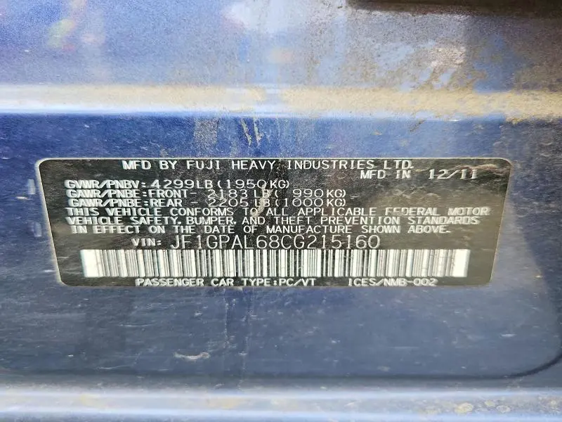 2012 SUBARU IMPREZA SPORT PREMIUM  