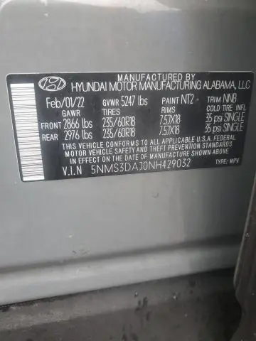 2022 HYUNDAI SANTA FE SEL  
