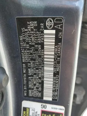 2015 TOYOTA COROLLA L  