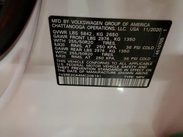 2021 VOLKSWAGEN ATLAS CROSS SPORT SE  