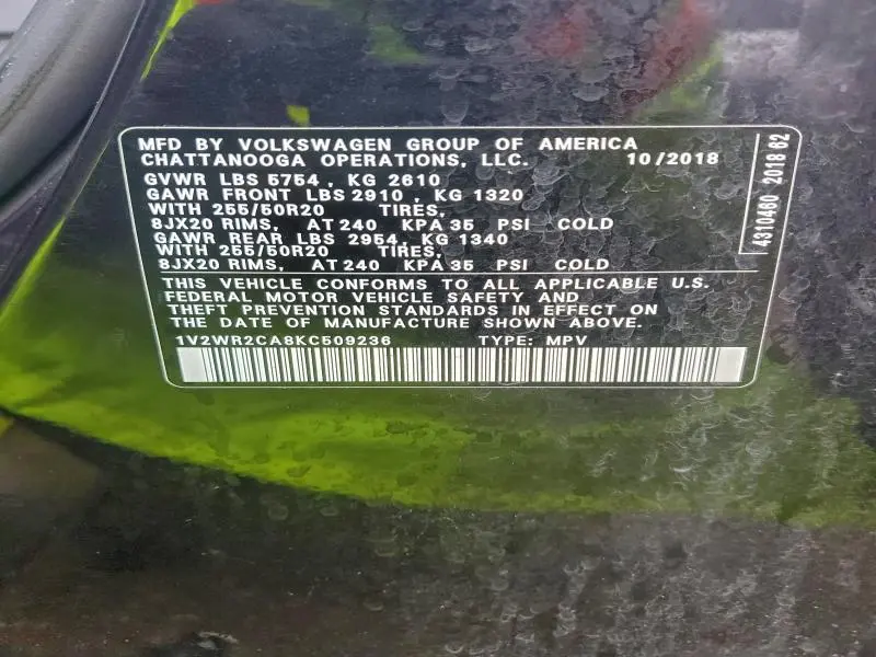 2019 VOLKSWAGEN ATLAS SE  