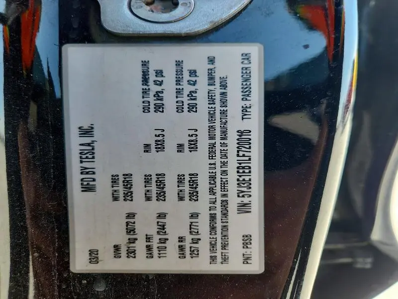 2020 TESLA MODEL 3   
