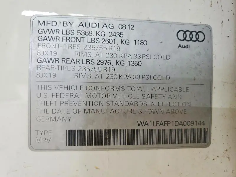 2013 AUDI Q5 PREMIUM PLUS  