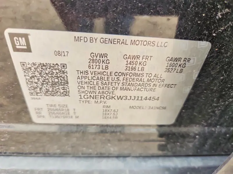 2018 CHEVROLET TRAVERSE LT  