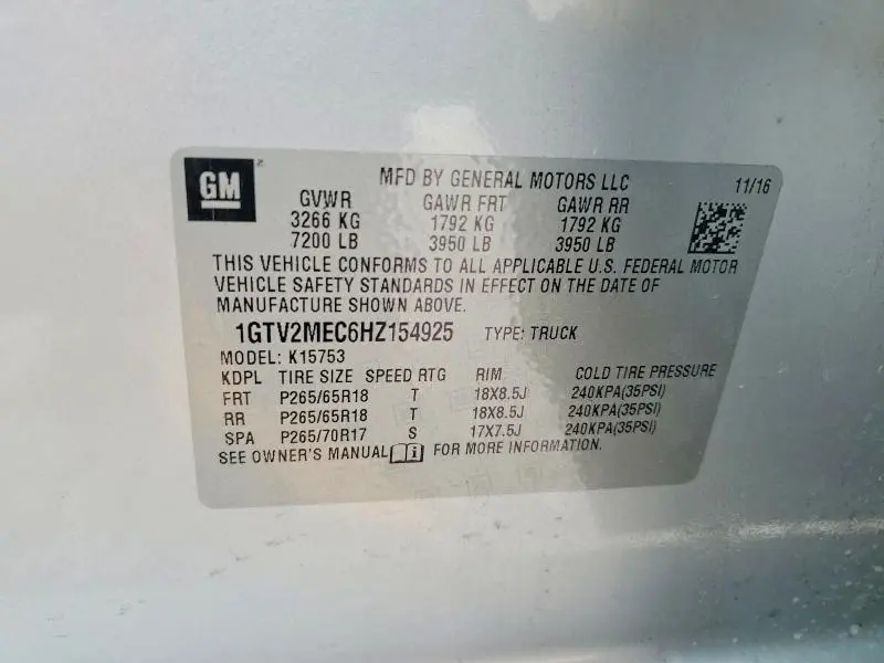 2017 GMC SIERRA K1500 SLE  