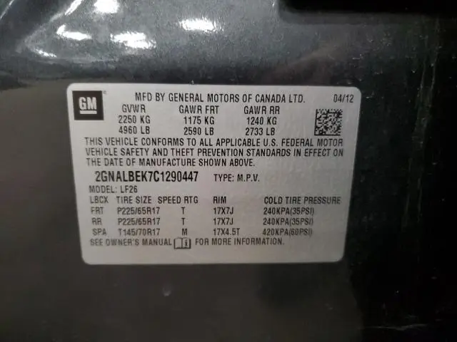 2012 CHEVROLET EQUINOX LS  