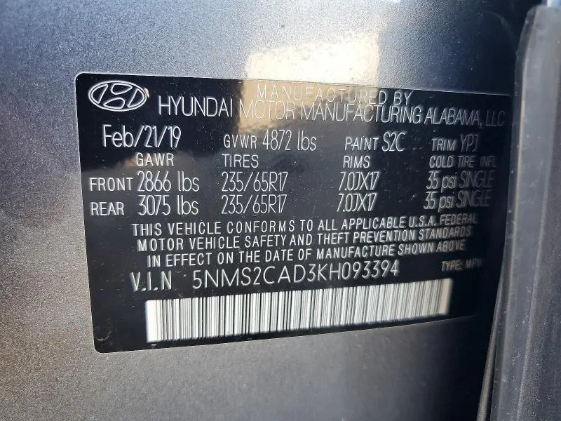 2019 HYUNDAI SANTA FE   