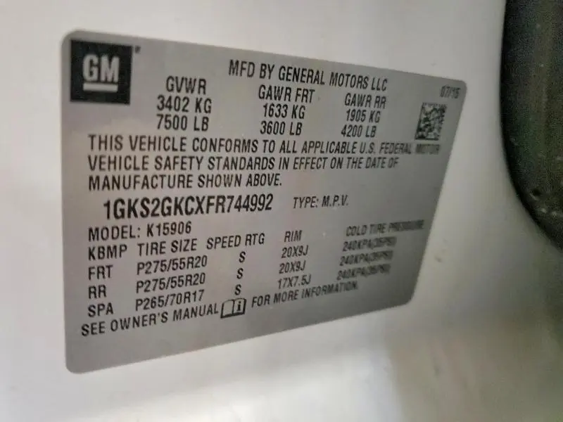 2015 GMC YUKON XL K1500 SLE  