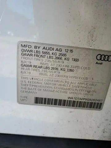 2016 AUDI Q5 PREMIUM PLUS S-LINE  