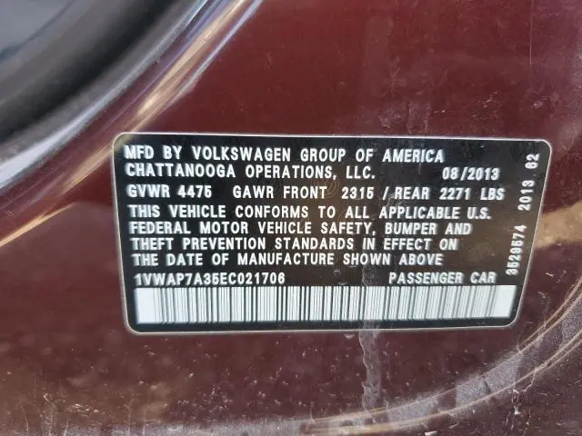 2014 VOLKSWAGEN PASSAT S  