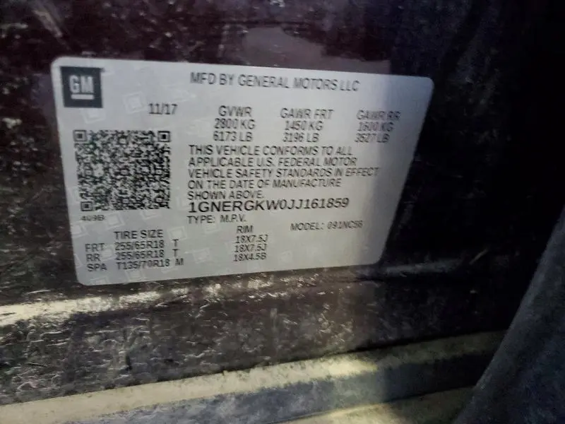 2018 CHEVROLET TRAVERSE LT  