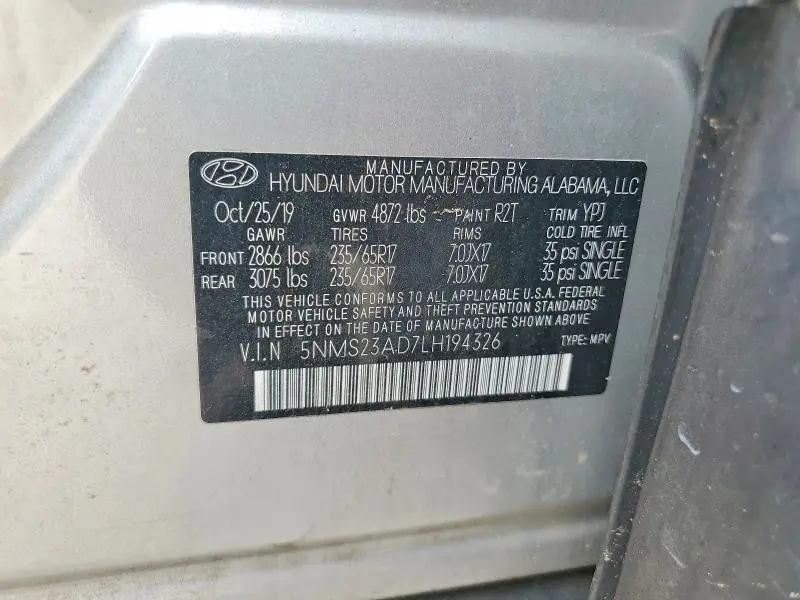 2020 HYUNDAI SANTA FE SE  
