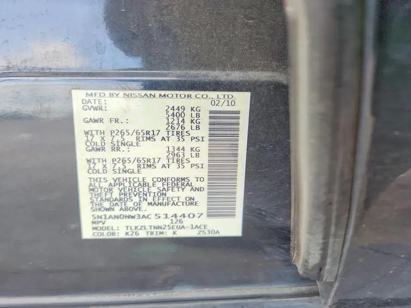 2010 NISSAN XTERRA X  