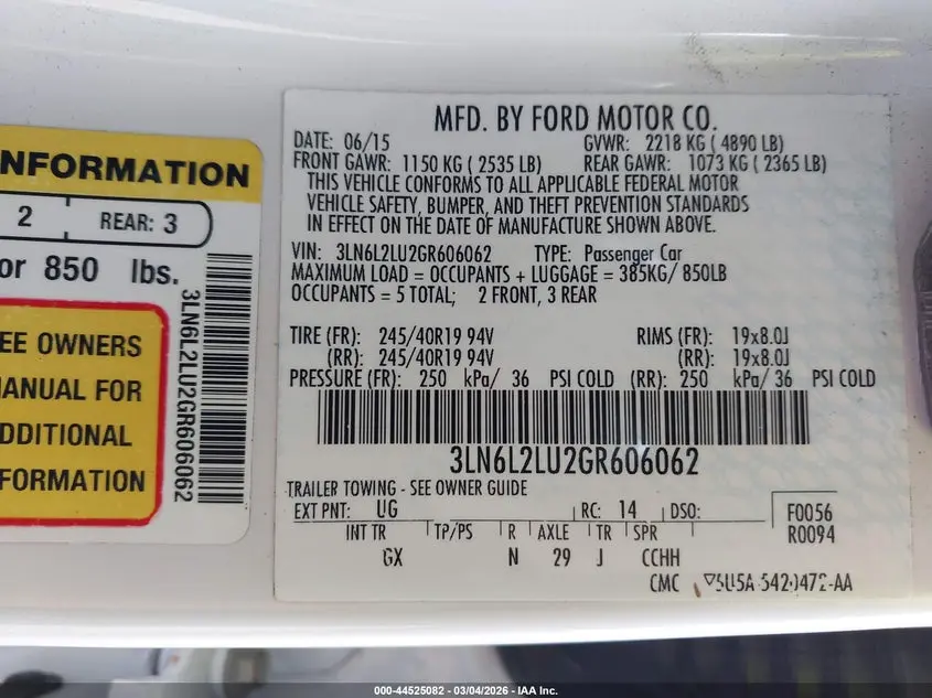 2016 LINCOLN MKZ HYBRID  