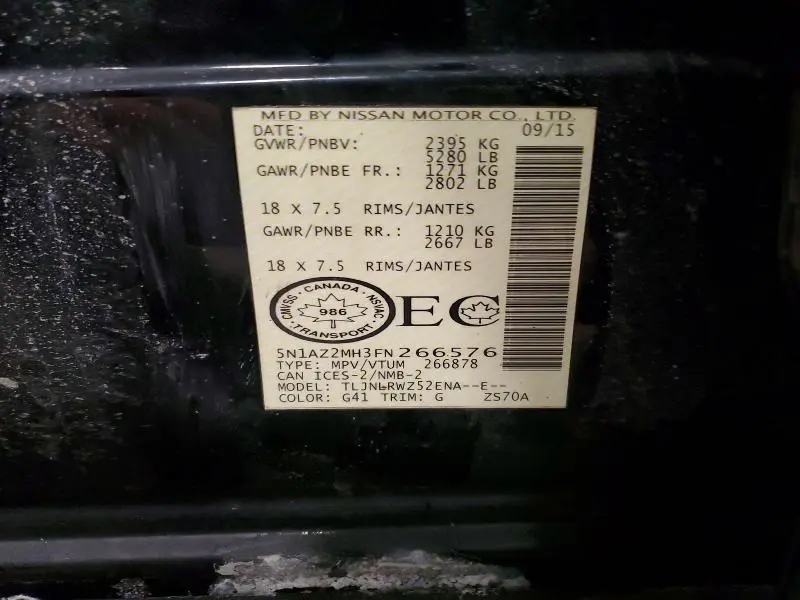 2015 NISSAN MURANO S  