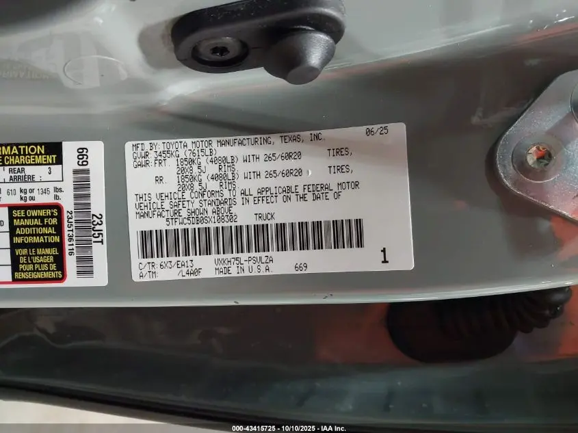 2025 TOYOTA TUNDRA HYBRID LIMITED CREWMAX 6.4' BED