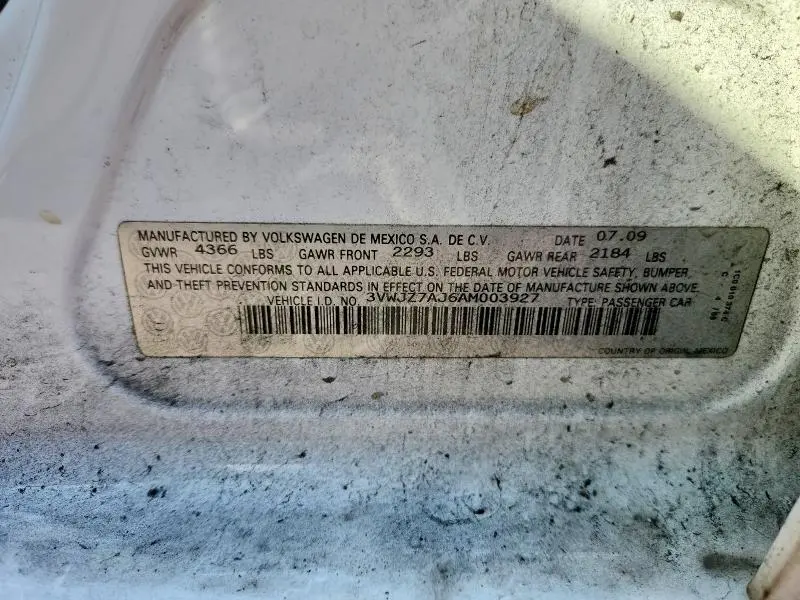 2010 VOLKSWAGEN JETTA S  