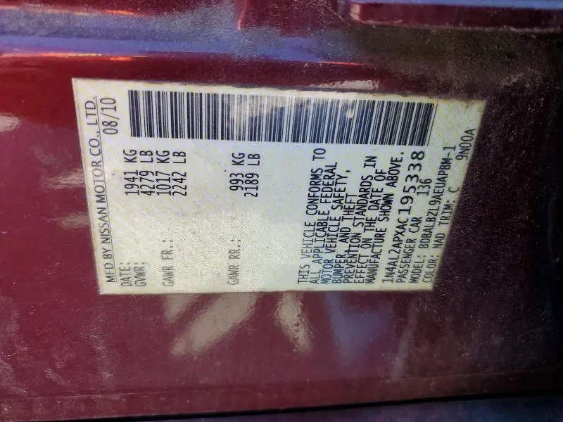 2010 NISSAN ALTIMA 2.5  