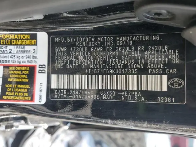 2019 TOYOTA AVALON XLE