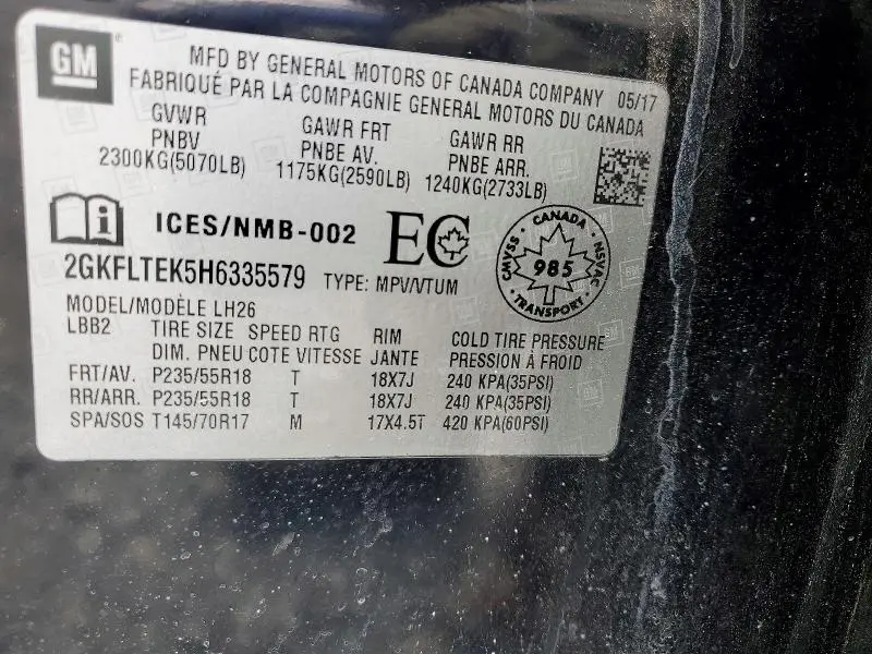 2017 GMC TERRAIN SLE  