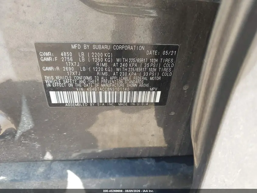 2022 SUBARU OUTBACK PREMIUM