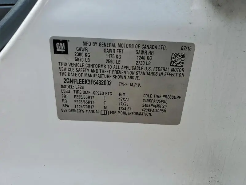 2015 CHEVROLET EQUINOX LS  