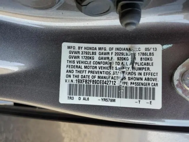 2013 HONDA CIVIC EX  