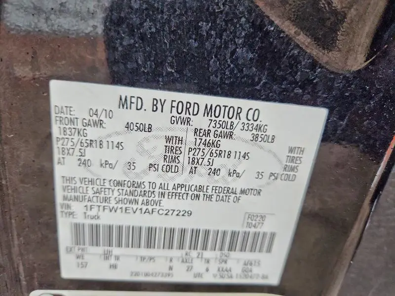 2010 FORD F150 SUPERCREW  