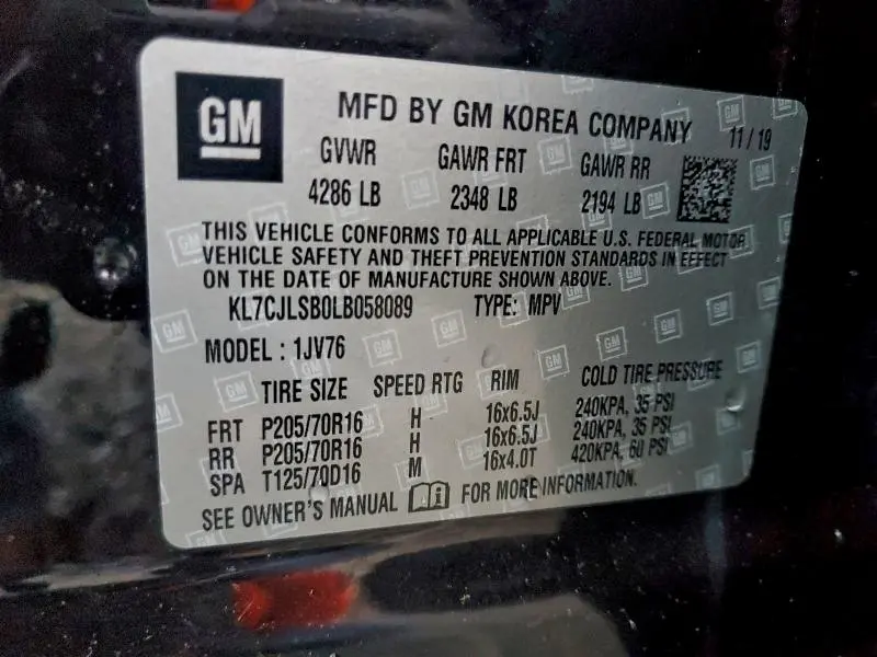 2020 CHEVROLET TRAX 1LT  