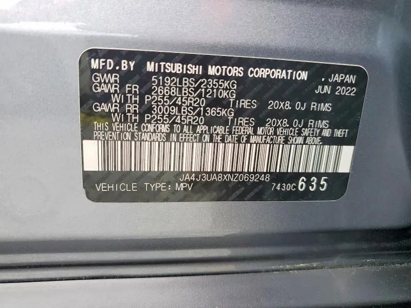 2022 MITSUBISHI OUTLANDER SE  