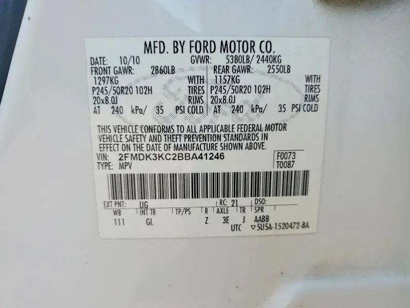 2011 FORD EDGE LIMITED  