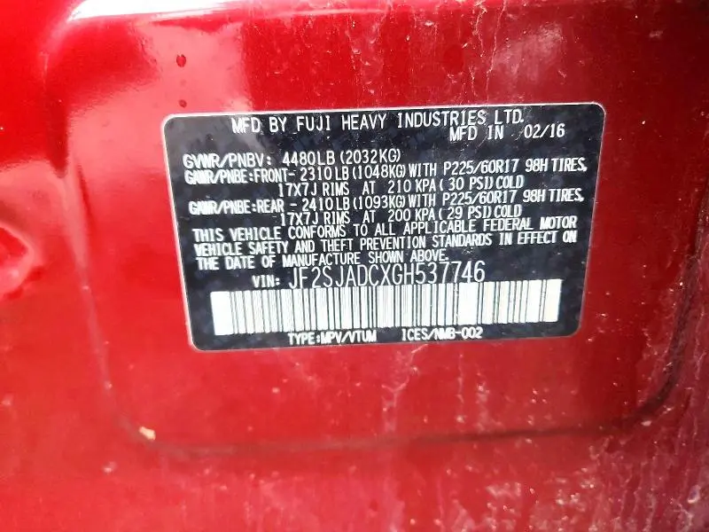 2016 SUBARU FORESTER 2.5I PREMIUM  