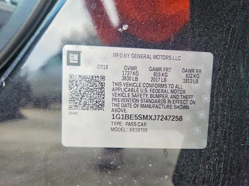 2018 CHEVROLET CRUZE LT  