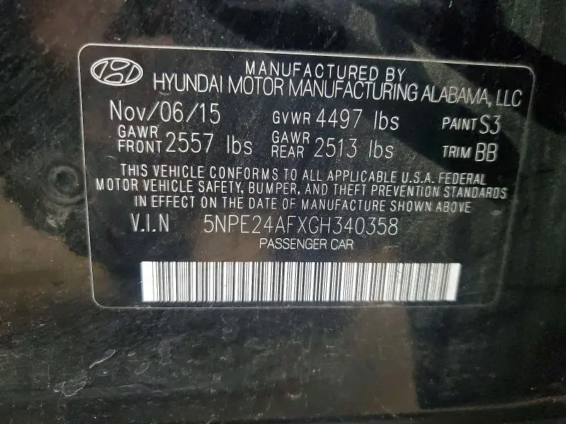 2016 HYUNDAI SONATA SE  
