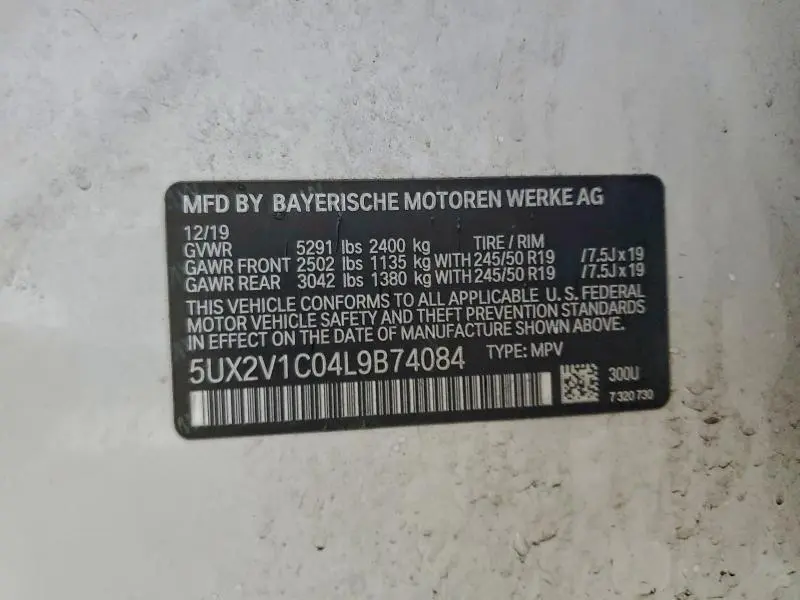 2020 BMW X4 XDRIVE30I  