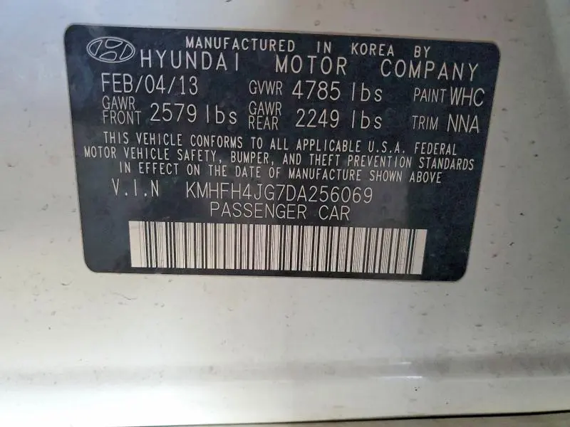 2013 HYUNDAI AZERA GLS  
