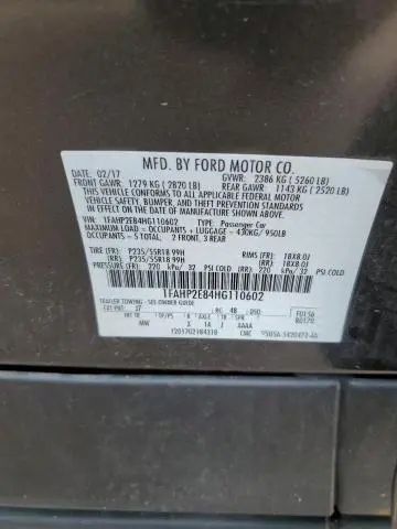 2017 FORD TAURUS SEL  