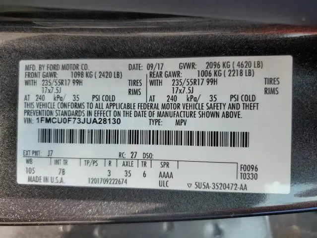 2018 FORD ESCAPE S  
