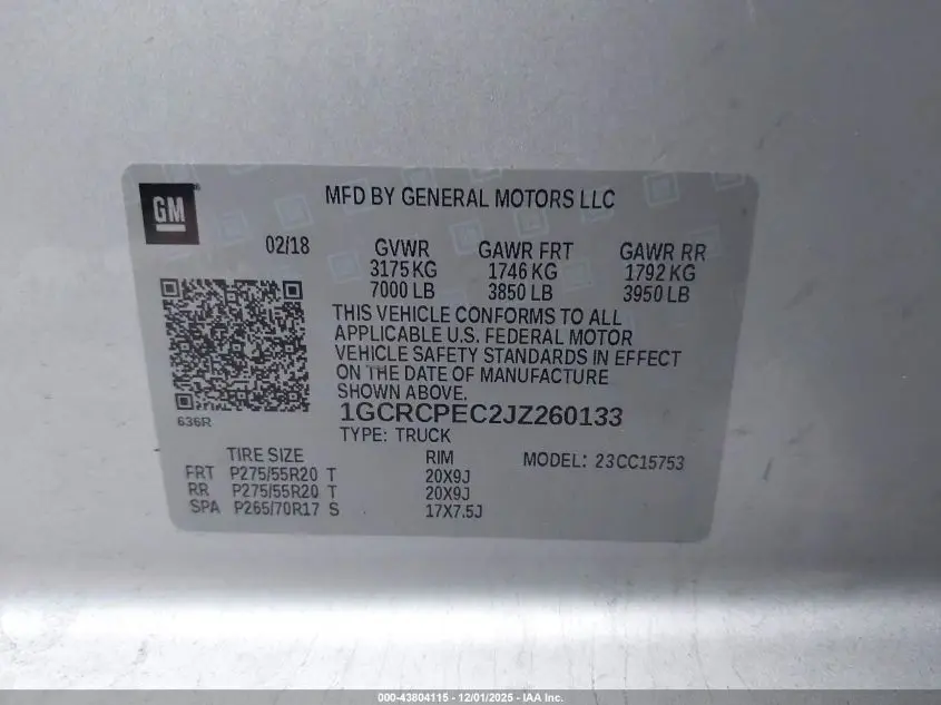 2018 CHEVROLET SILVERADO 1500 CUSTOM