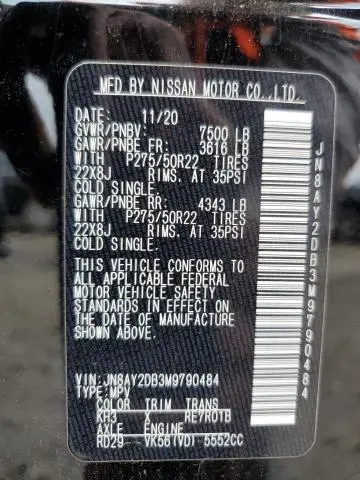 2021 NISSAN ARMADA PLATINUM  