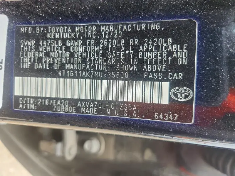 2021 TOYOTA CAMRY SE  